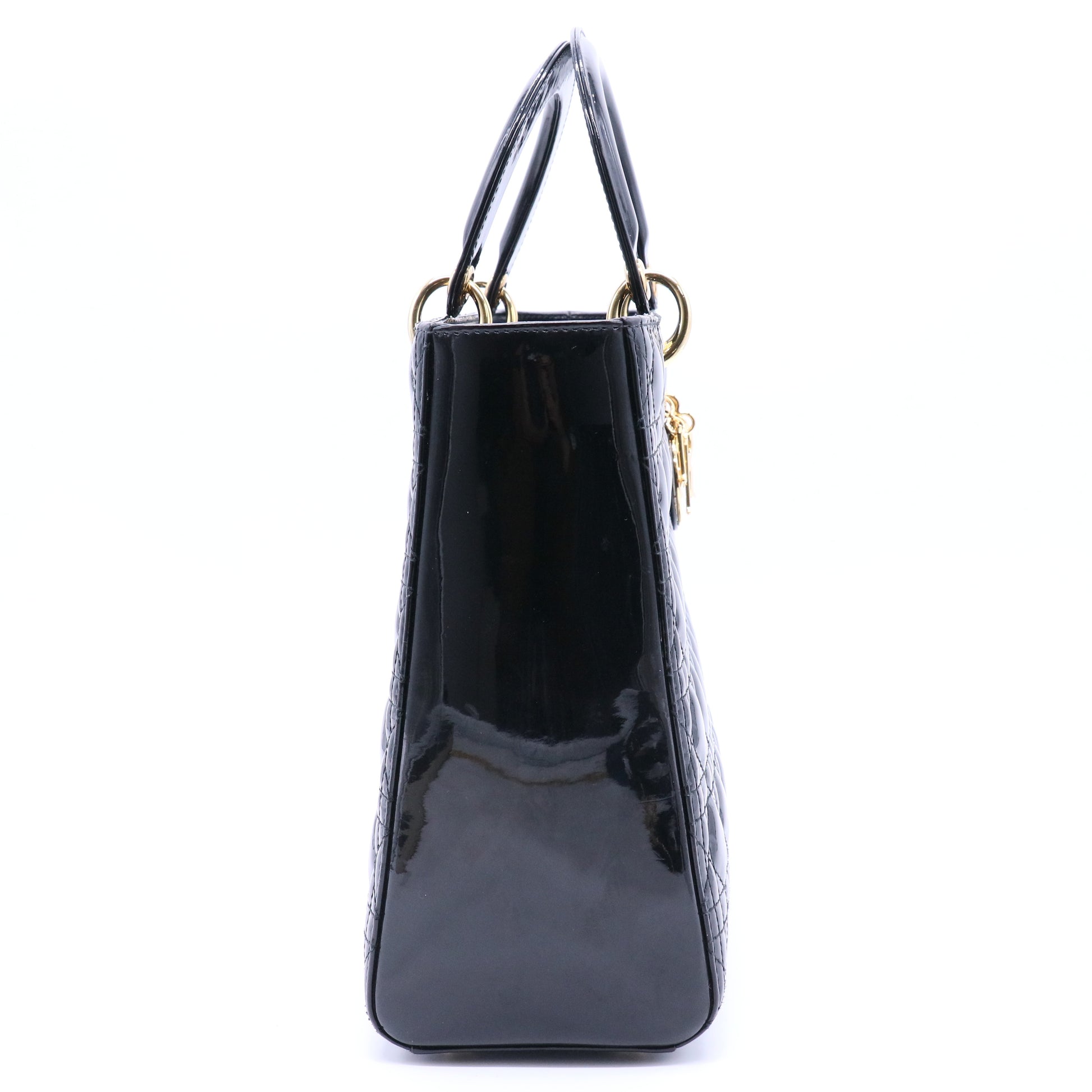 Lady Dior Bag Cannage Quilt Patent Large