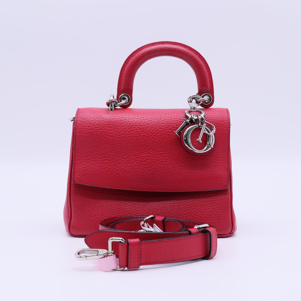 Christian Dior Red Pebbled Leather Be Dior Small Flap Bag twins LDJ4027