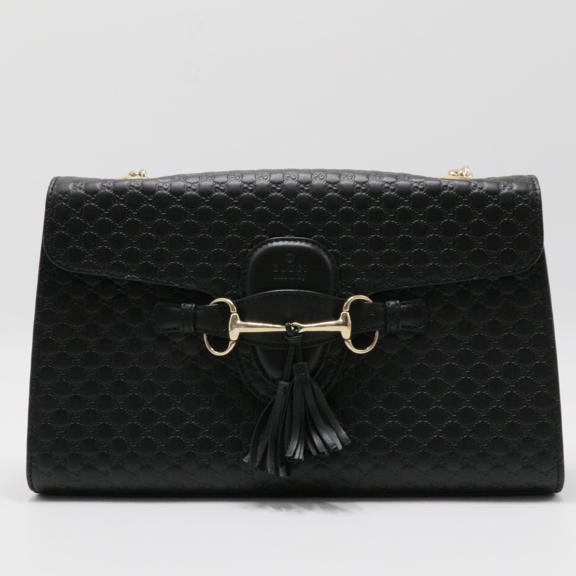 Black Guccissima Leather Emily Chain Shoulder Bag