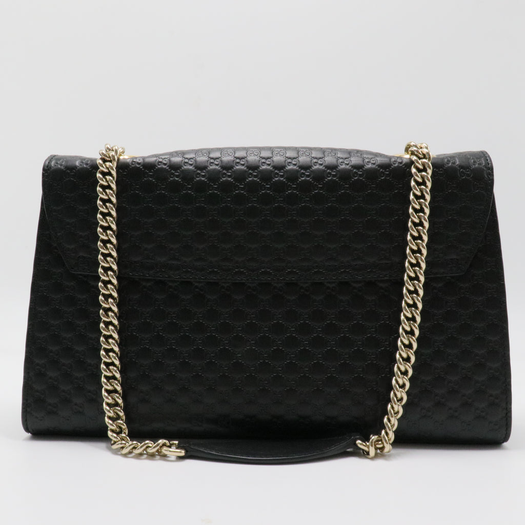 Black Guccissima Leather Emily Chain Shoulder Bag