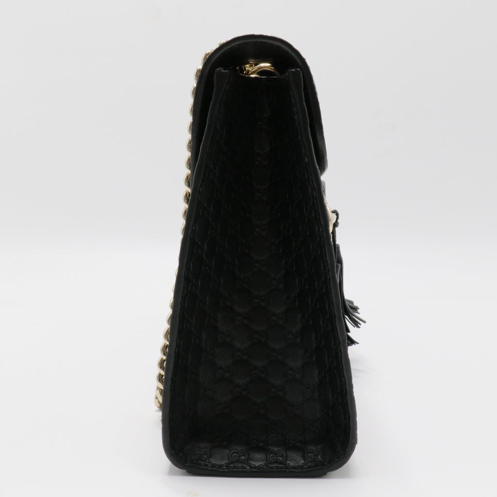 Black Guccissima Leather Emily Chain Shoulder Bag