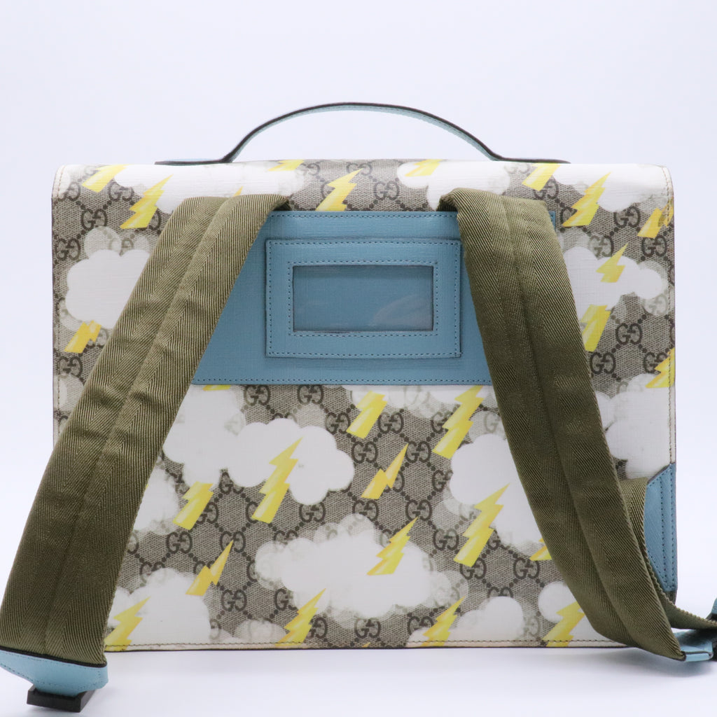 Beige/Ebony GG Supreme Coated Canvas Lightning Print Backpack Bag