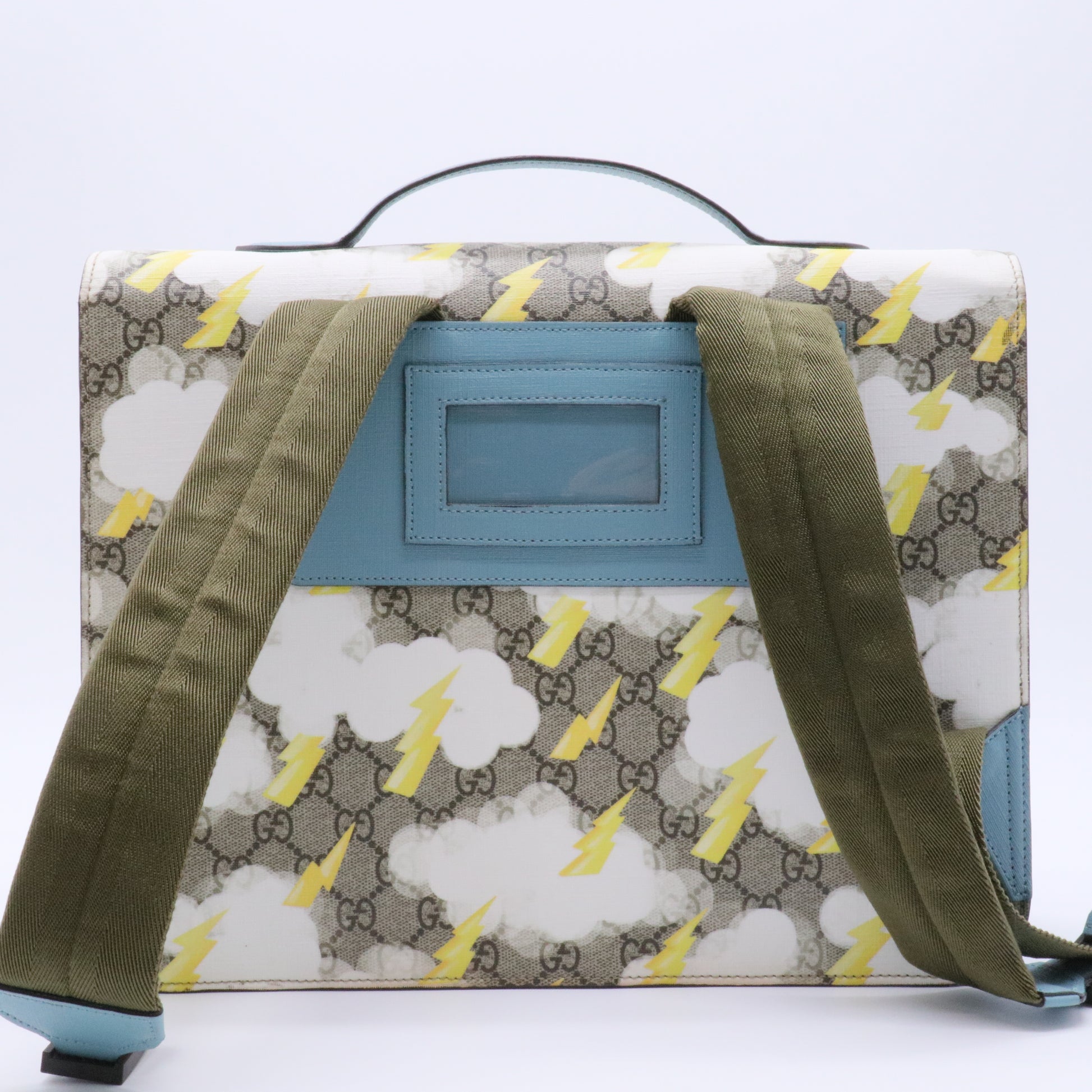 Beige/Ebony GG Supreme Coated Canvas Lightning Print Backpack Bag
