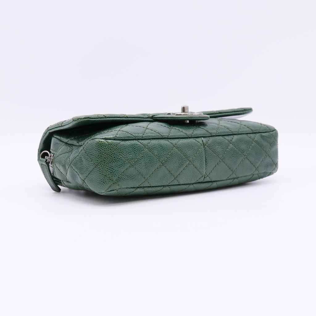 Chanel Green Quilted Caviar Leather Easy Flap Bagtwins LDJ4885