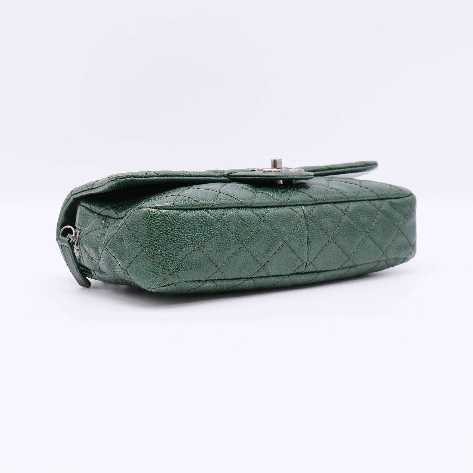 Chanel Green Quilted Caviar Leather Easy Flap Bagtwins LDJ4885
