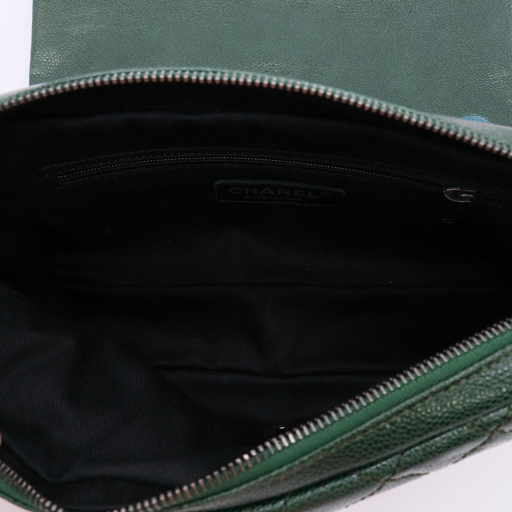Chanel Green Quilted Caviar Leather Easy Flap Bagtwins LDJ4885