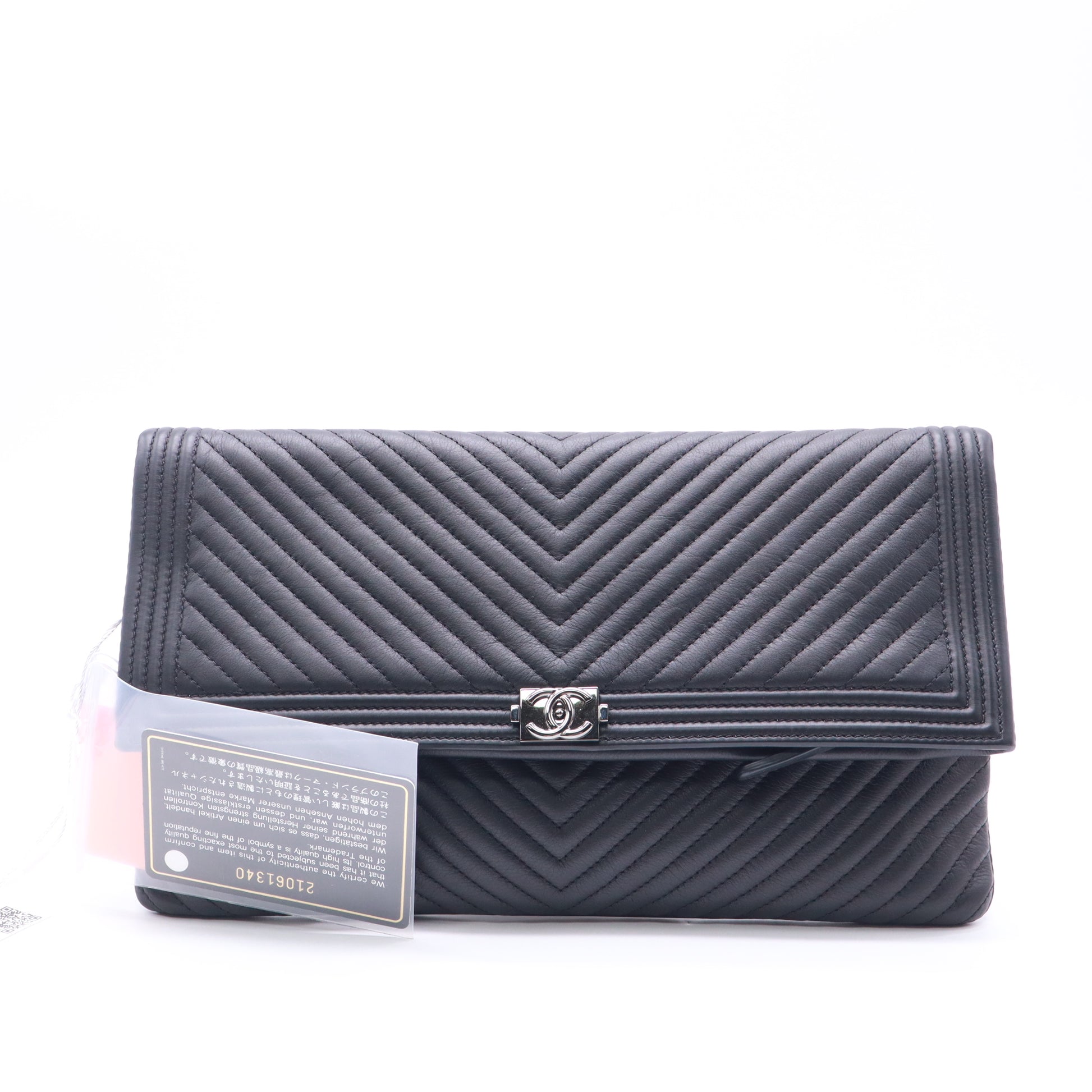 Chanel Boy Beauty CC Clutch Chevron Leather twins LDZ783