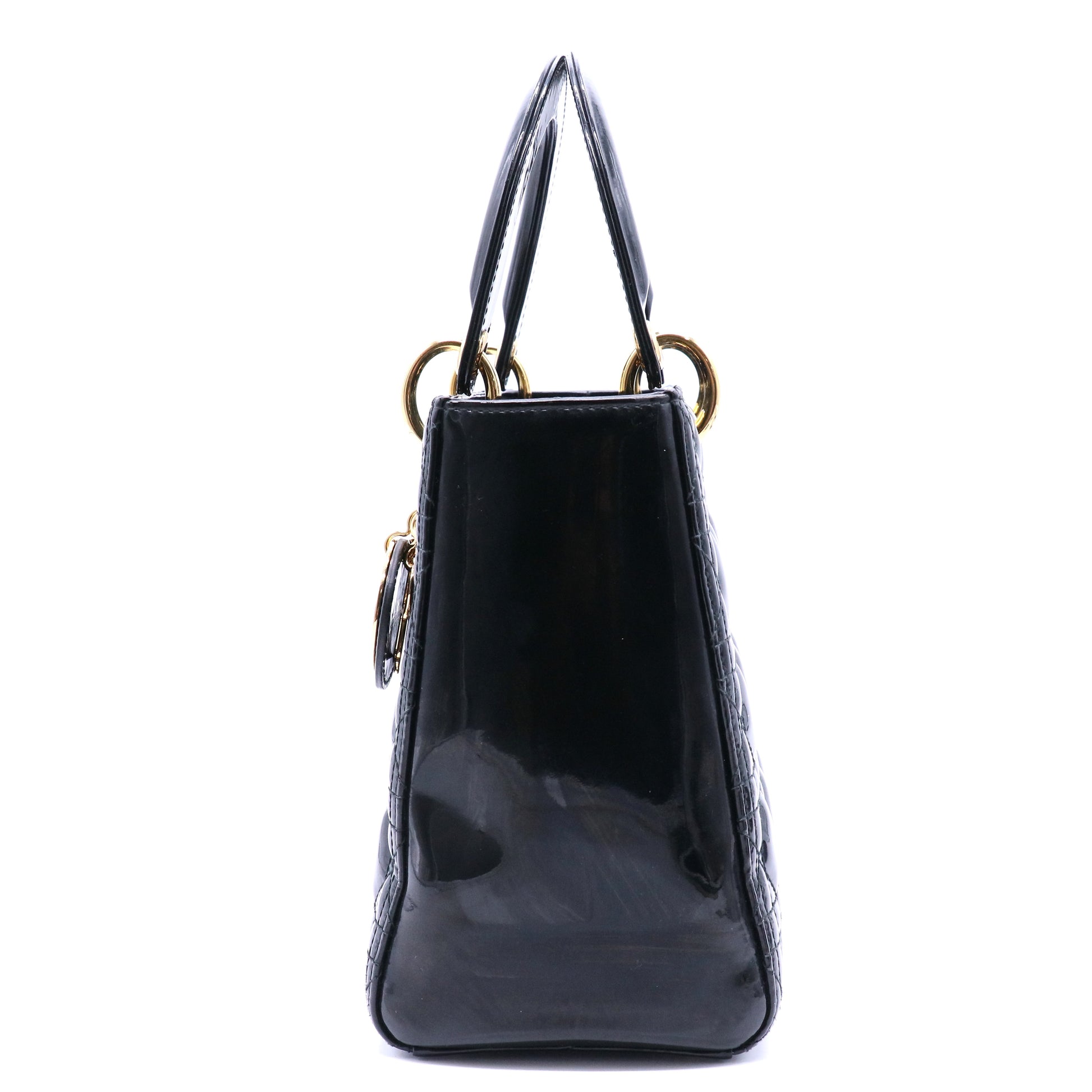 Lady Dior Bag Cannage Quilt Patent Medium