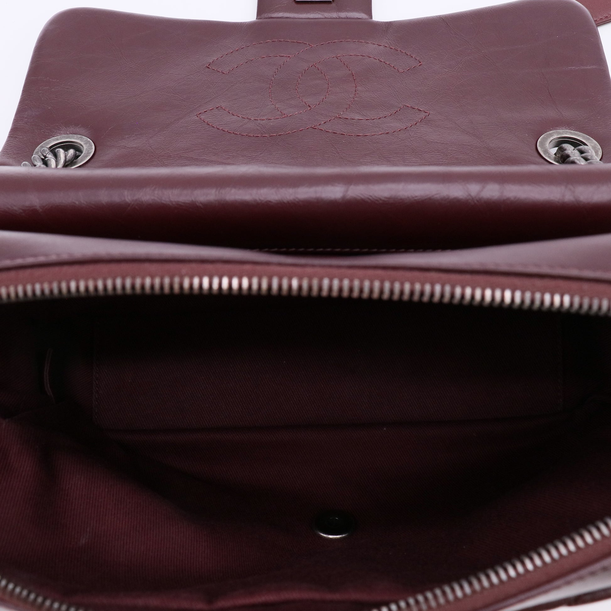 Portobello Flap Bag Quilted Aged  Bordeaux twins LDJ4886