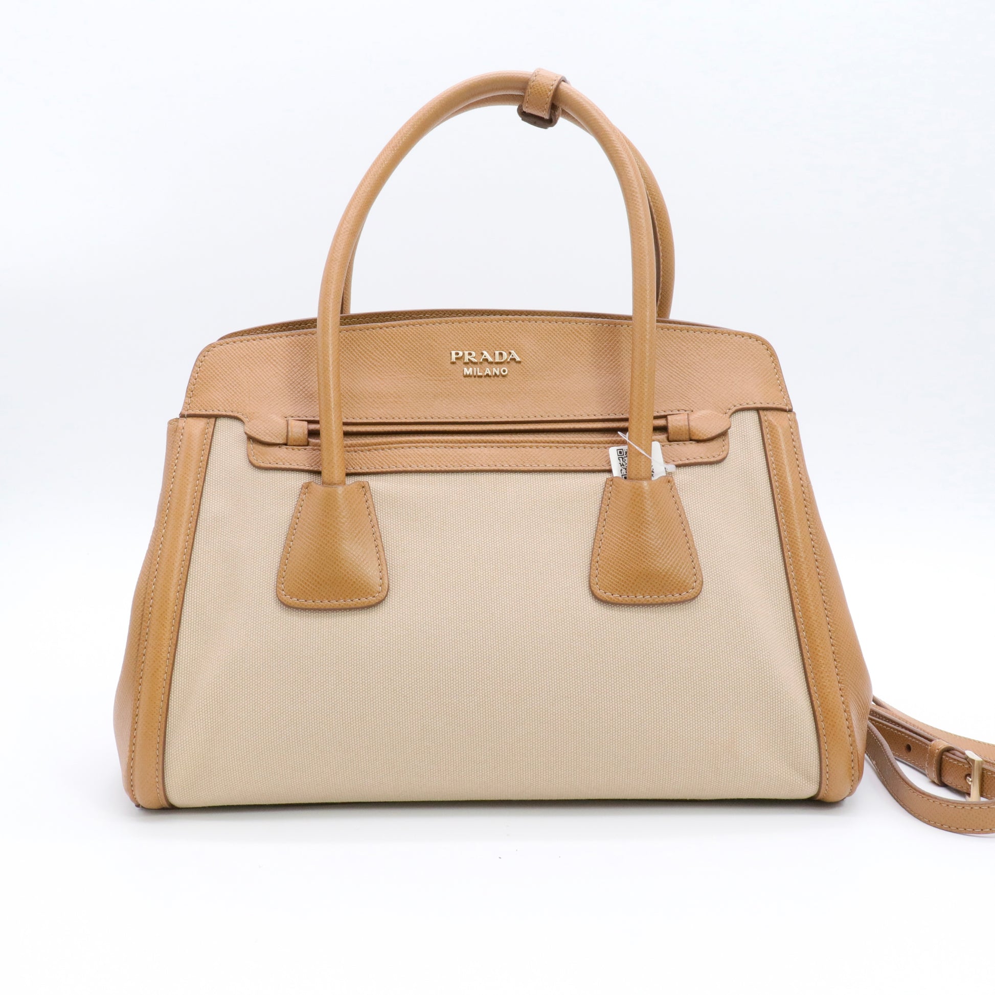 Cuir Frame Convertible Tote Canvas and Saffiano Leather Small twins