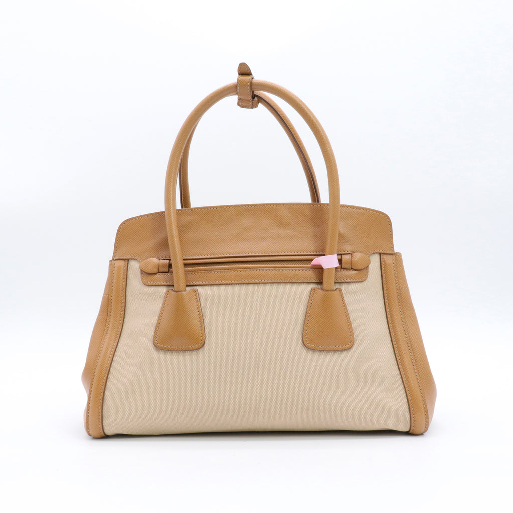 Cuir Frame Convertible Tote Canvas and Saffiano Leather Small twins