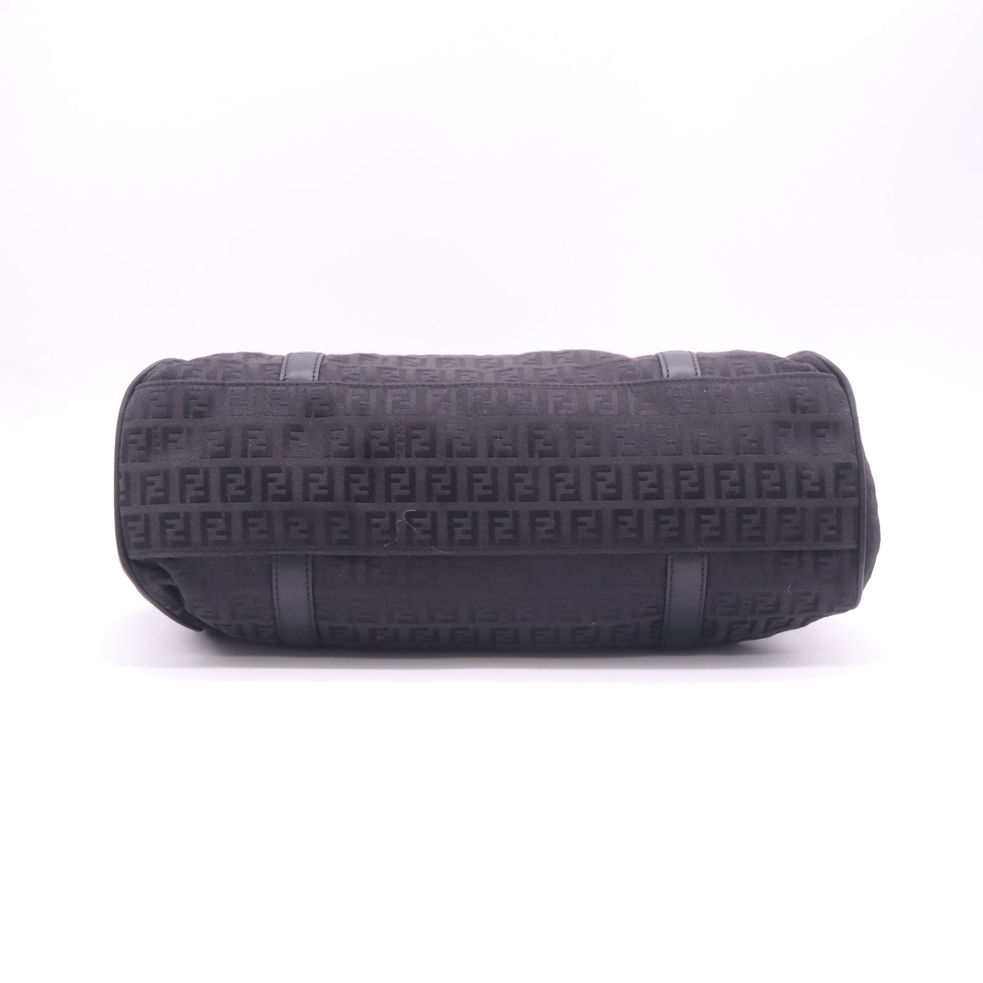 Fendi Zucchino Canvas Vitello Borsa Due Manici Shoulder Bag Black twins B23120