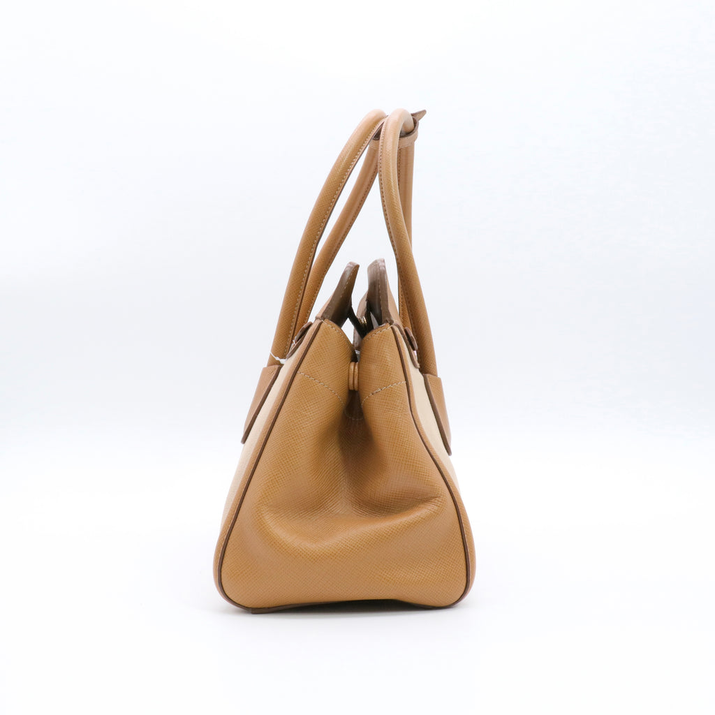 Cuir Frame Convertible Tote Canvas and Saffiano Leather Small twins