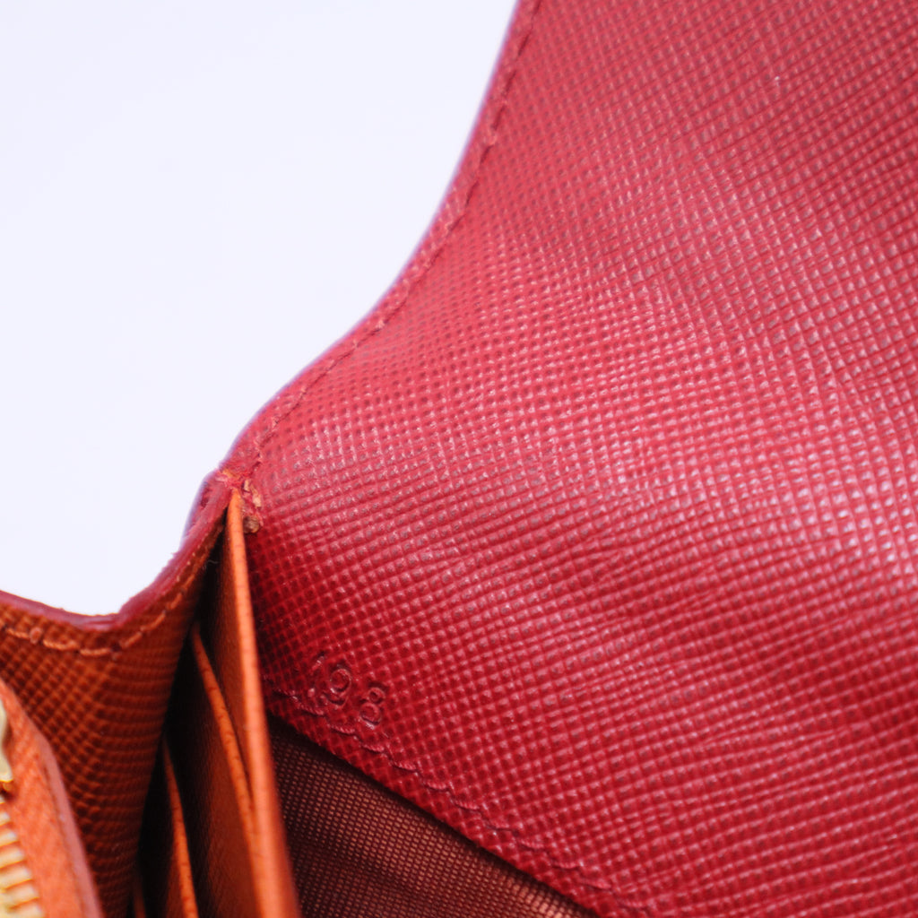 Red/Orange Saffiano Cross Leather Wave Continental Wallet W20556
