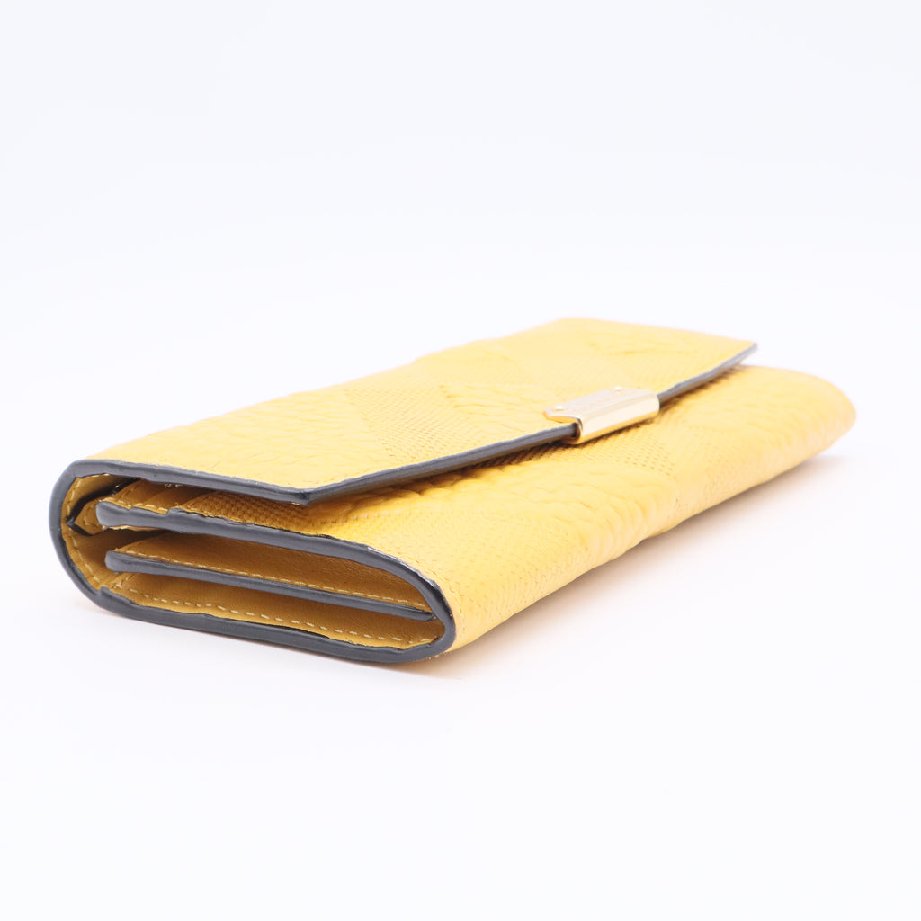 Embossed Check Leather Continental Wallet