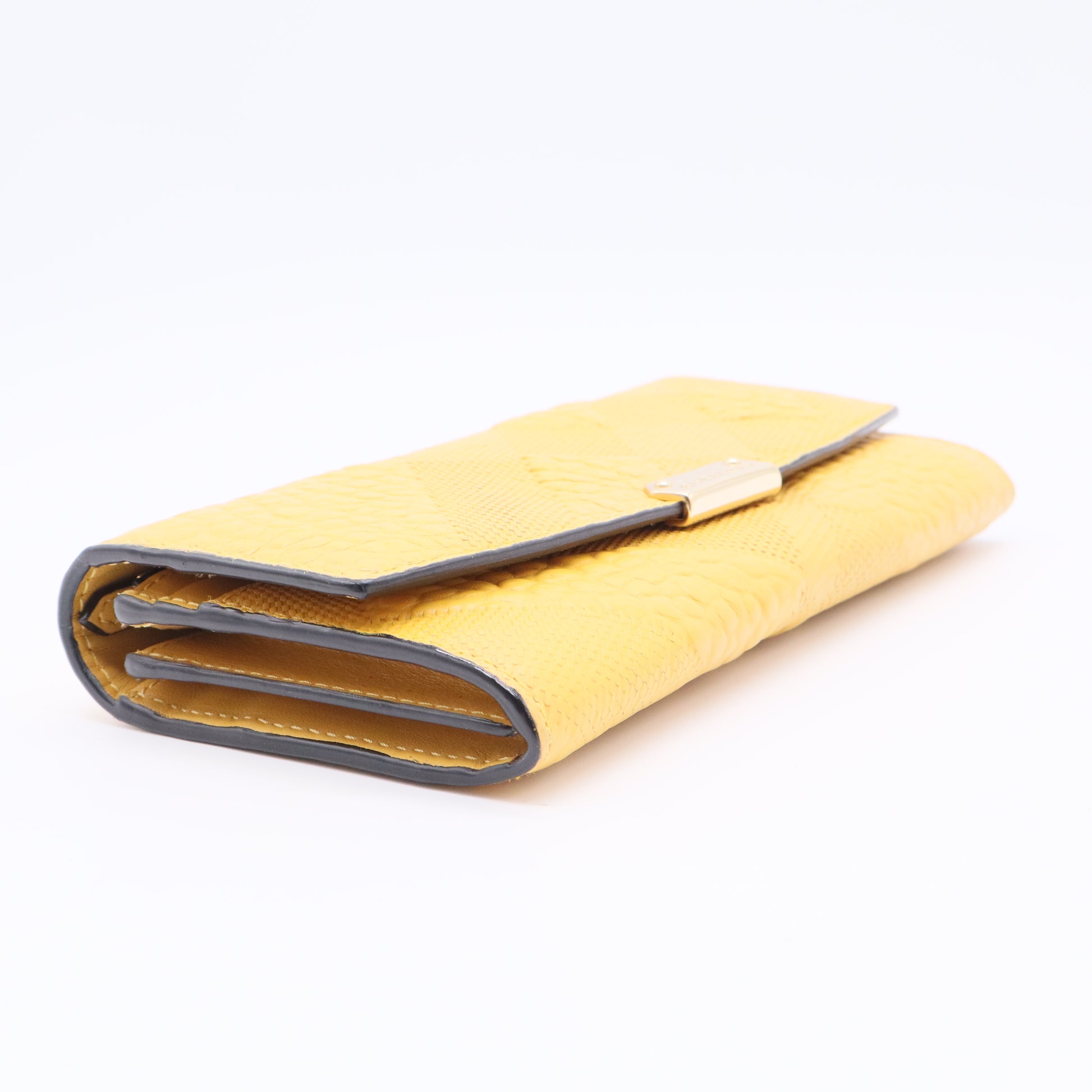 Embossed Check Leather Continental Wallet