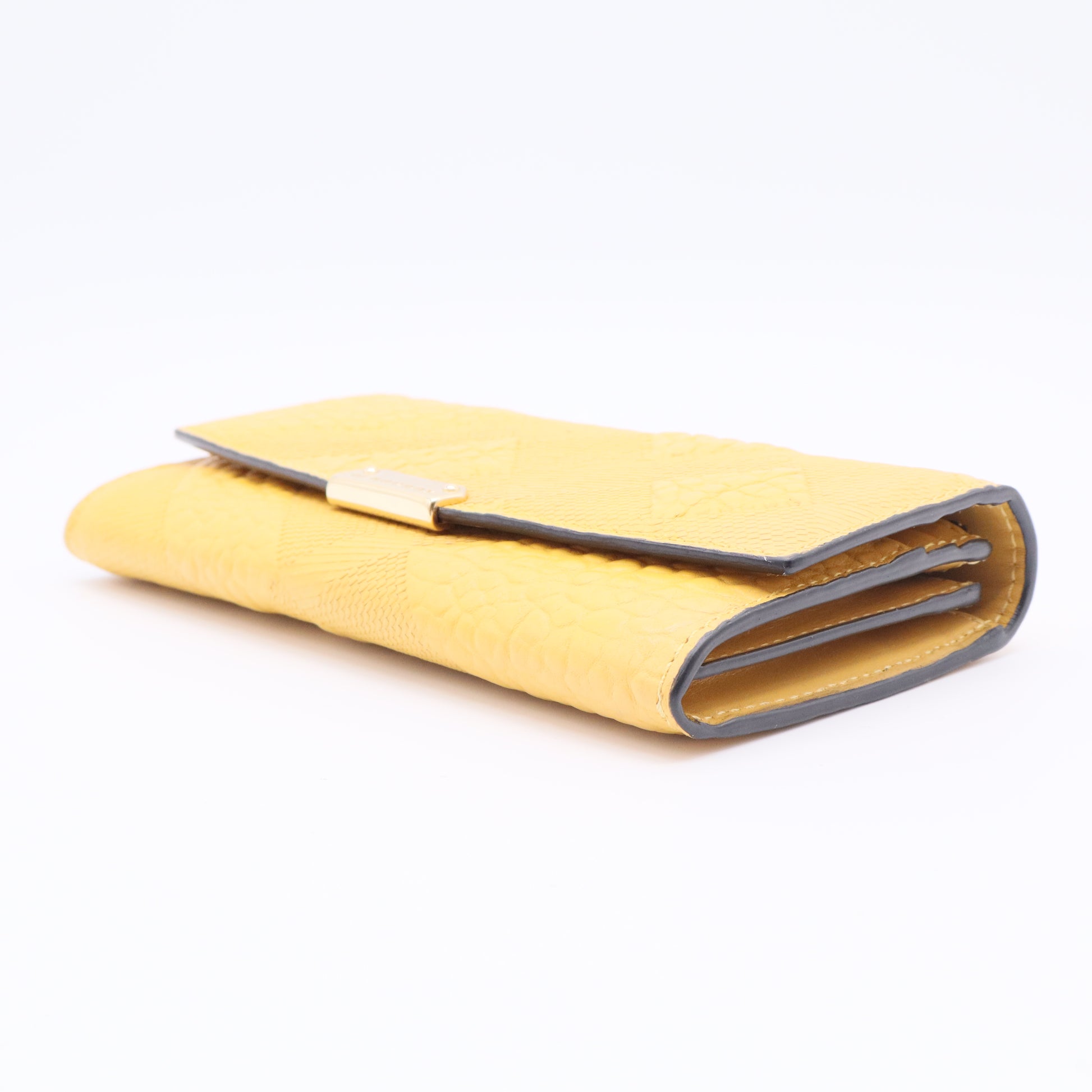 Embossed Check Leather Continental Wallet