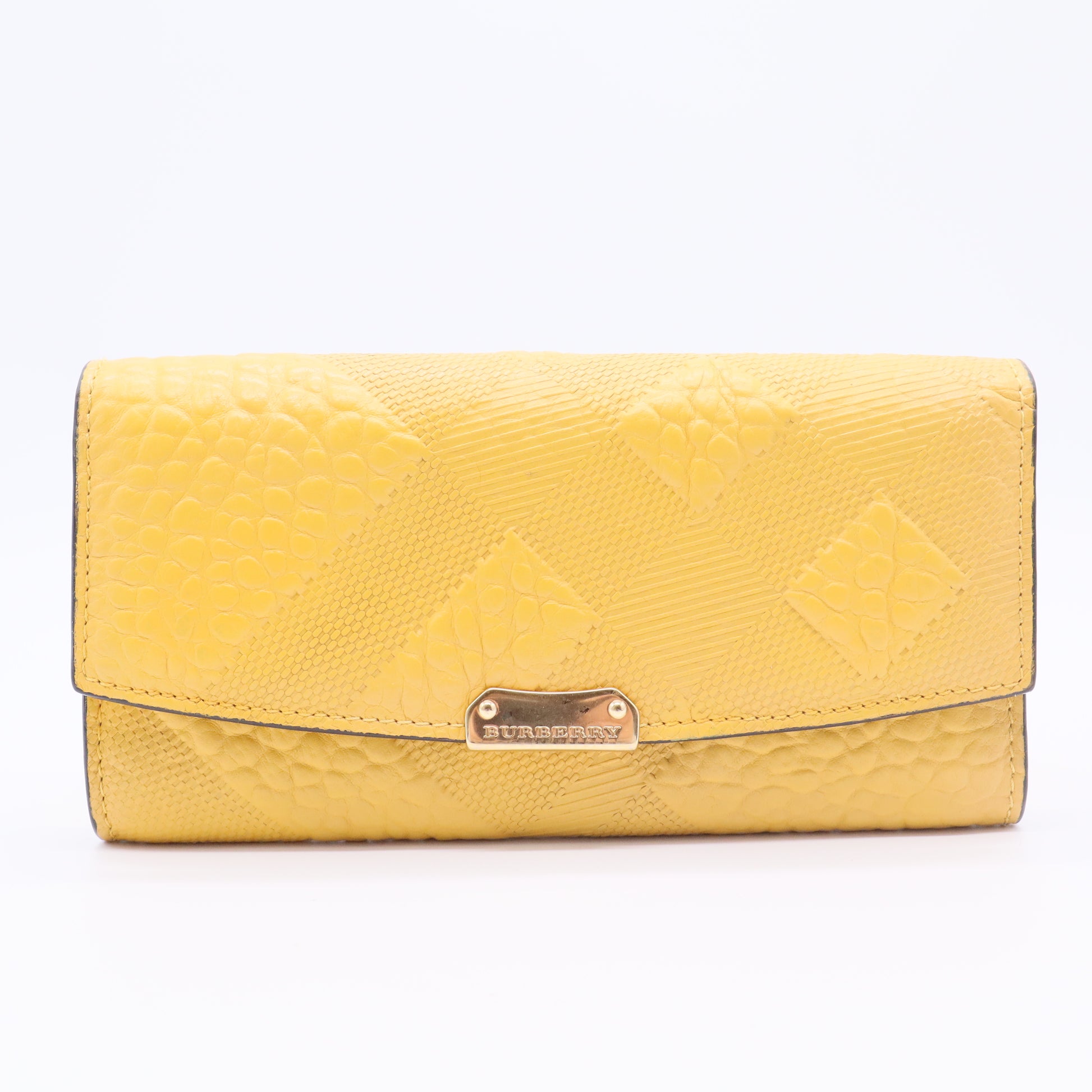 Embossed Check Leather Continental Wallet