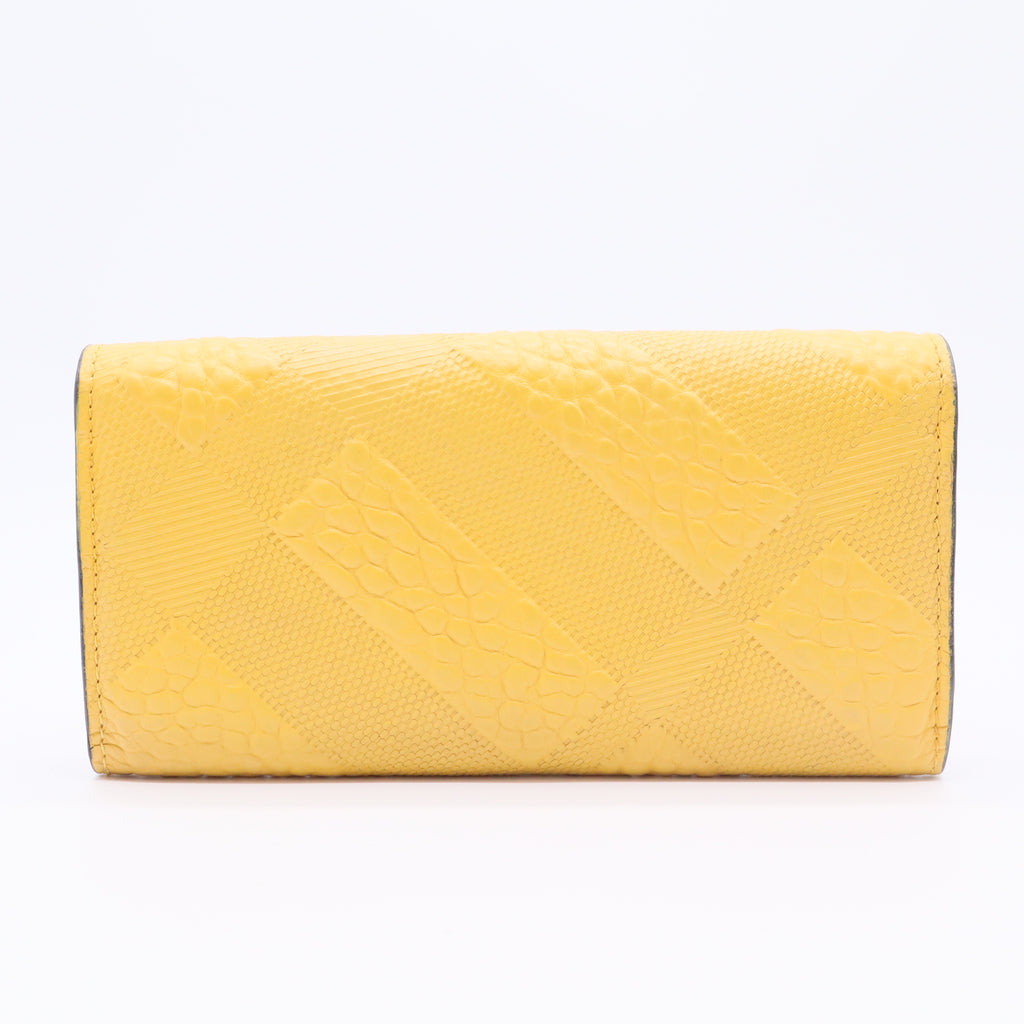 Embossed Check Leather Continental Wallet