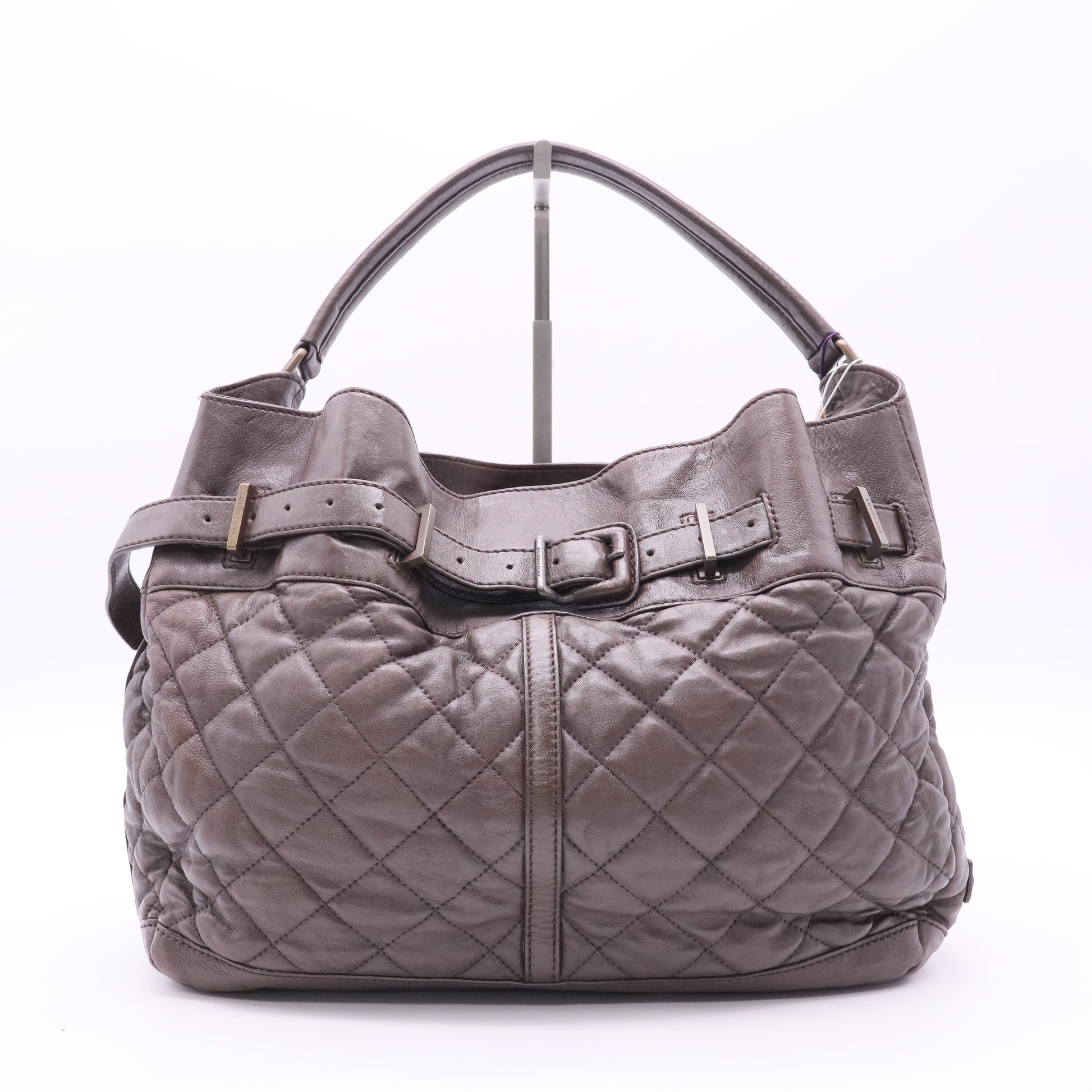 BURBERRY Enmore Quilted Brown Leather Bag twins