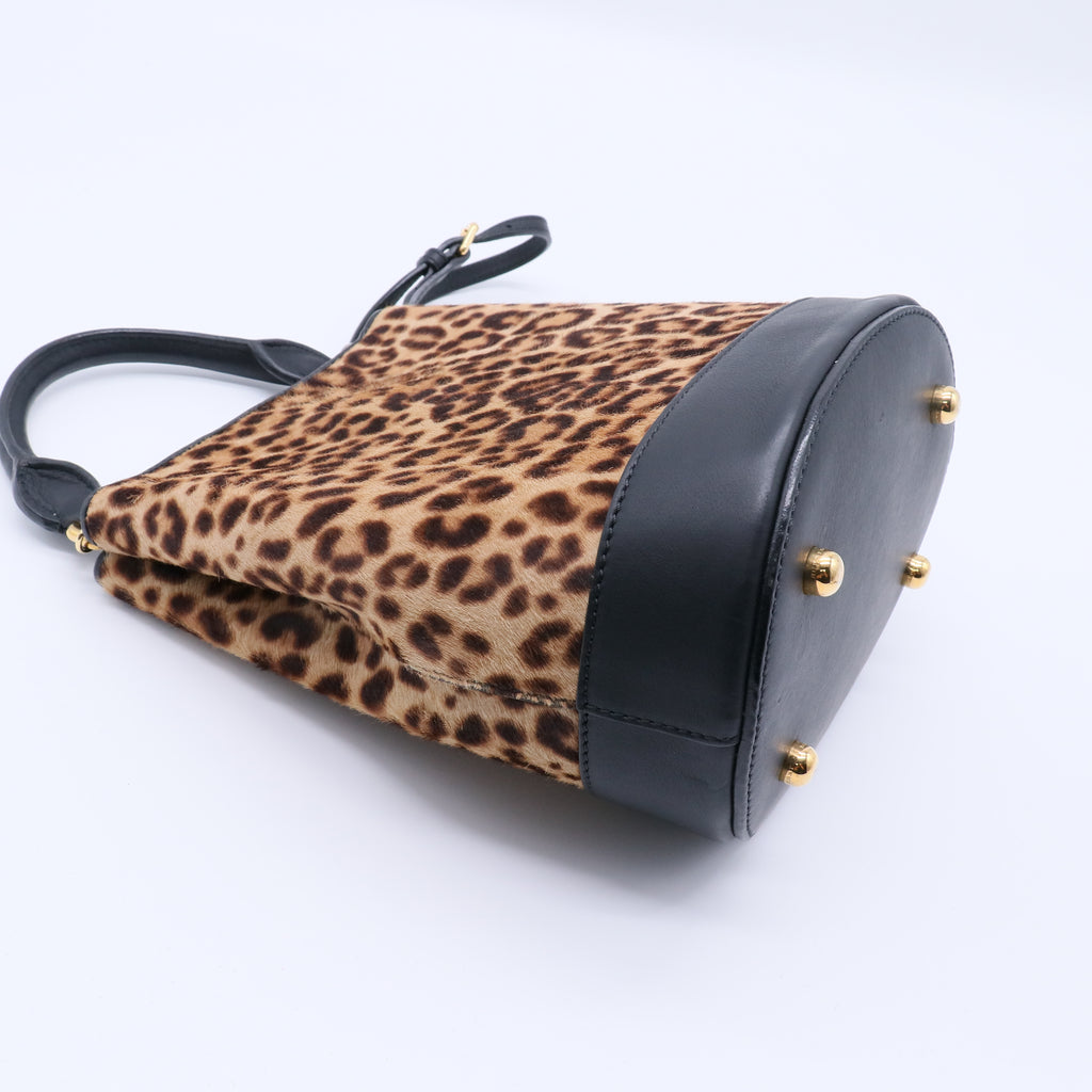 Animal Print Ponyhair Bucket Bag Twins B22033