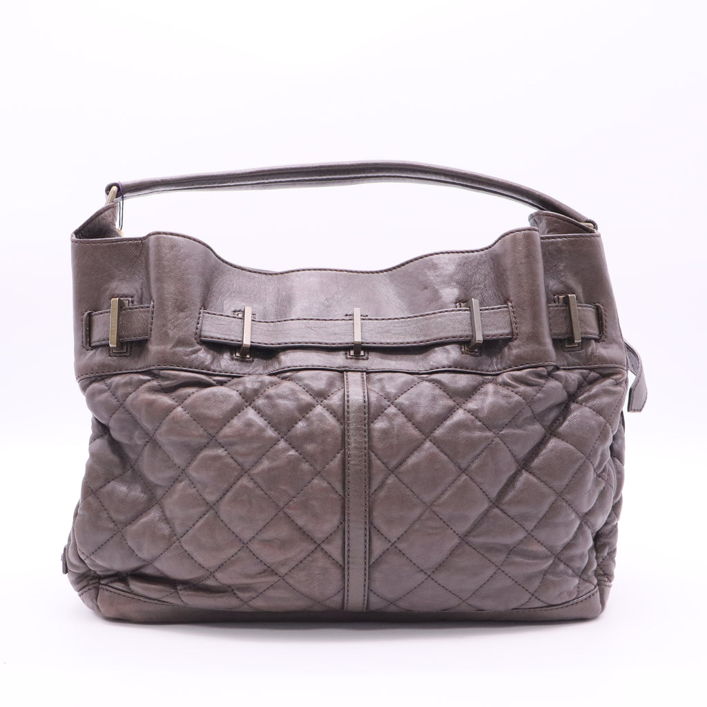BURBERRY Enmore Quilted Brown Leather Bag twins