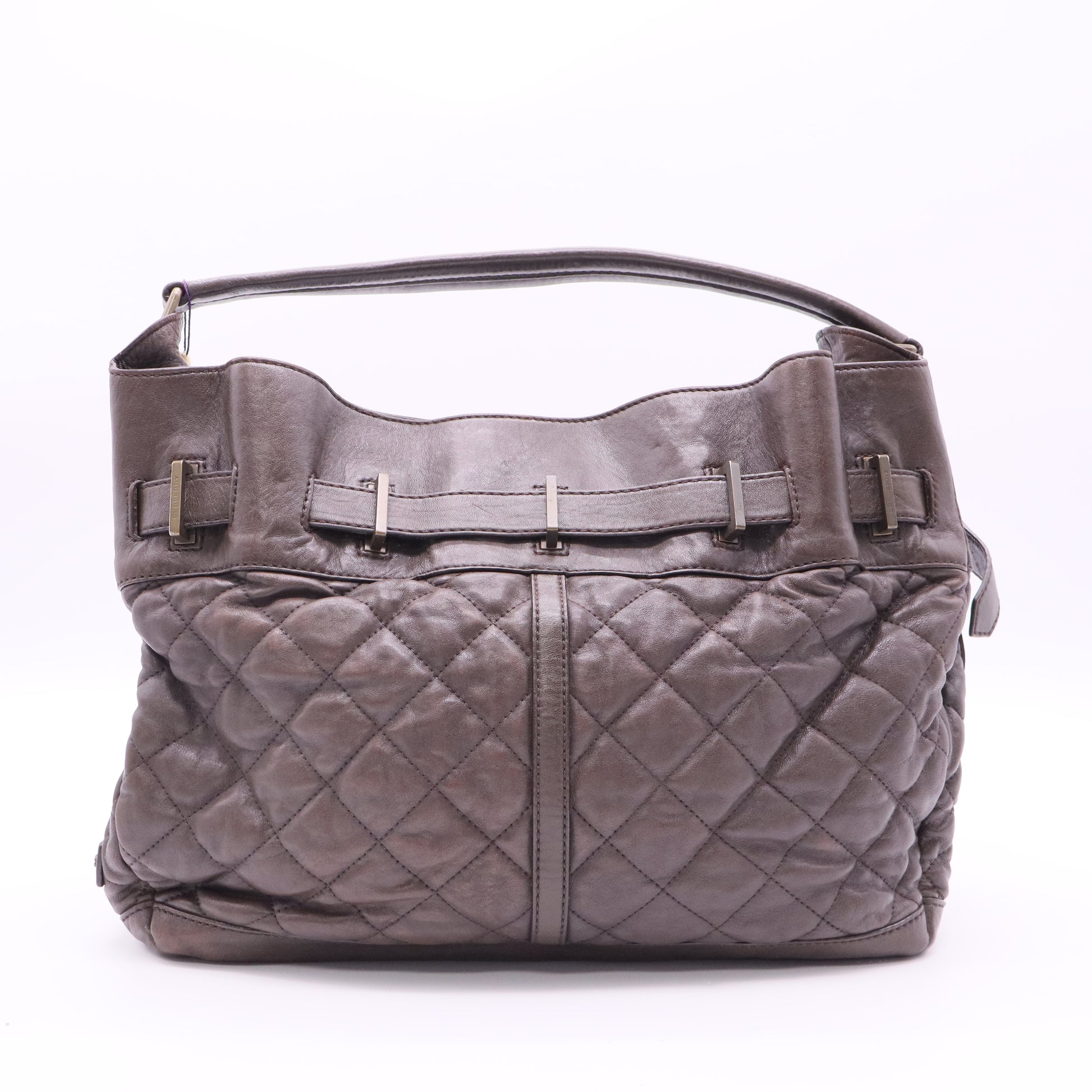 BURBERRY Enmore Quilted Brown Leather Bag twins