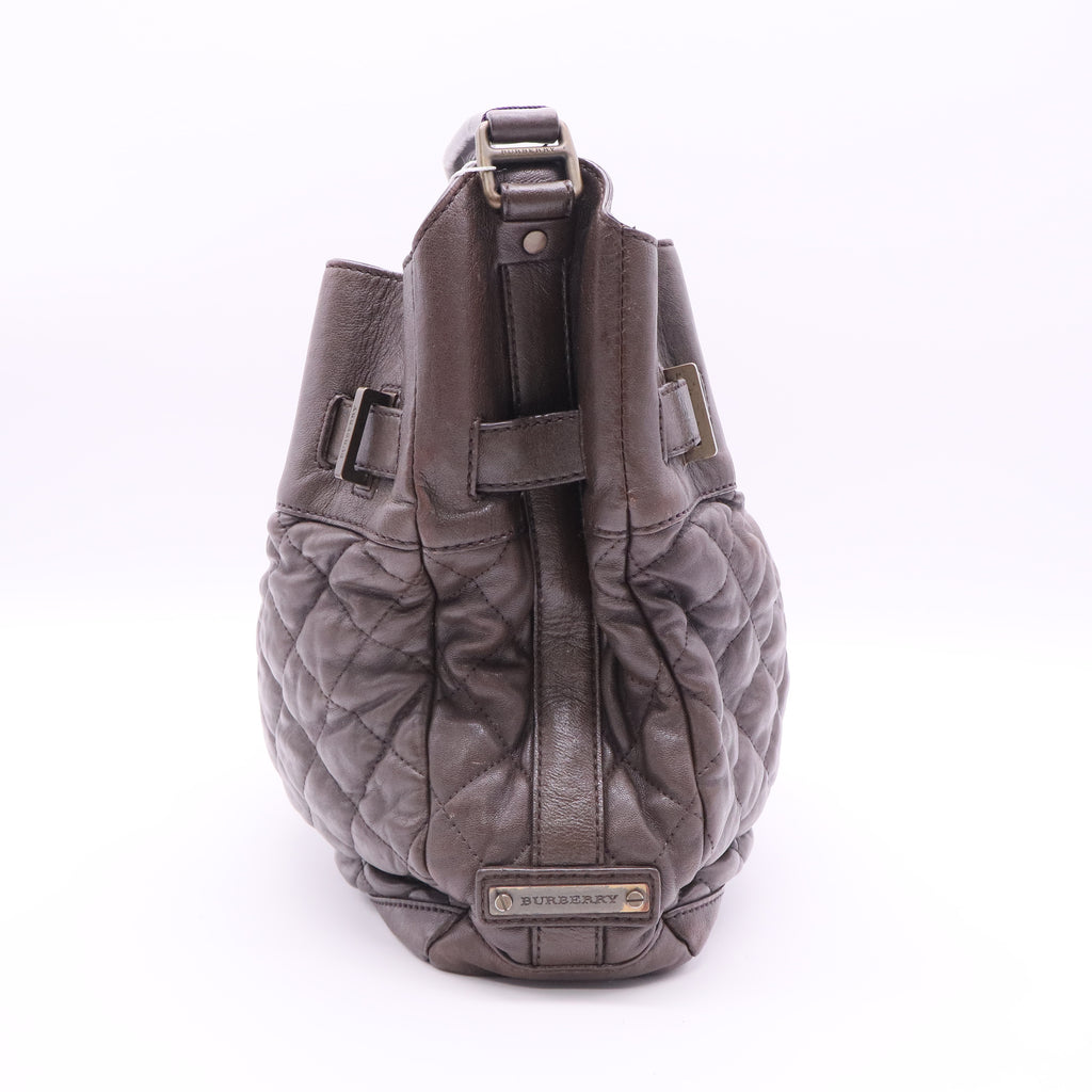 BURBERRY Enmore Quilted Brown Leather Bag twins