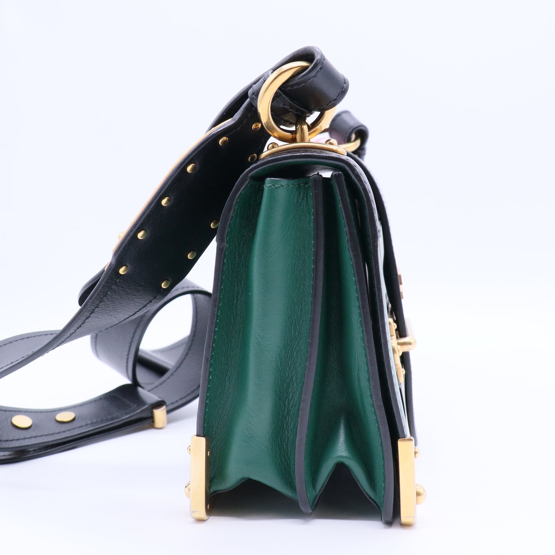 Green/Black Leather City Calf and Saffiano Leather Cahier Bag  twins
