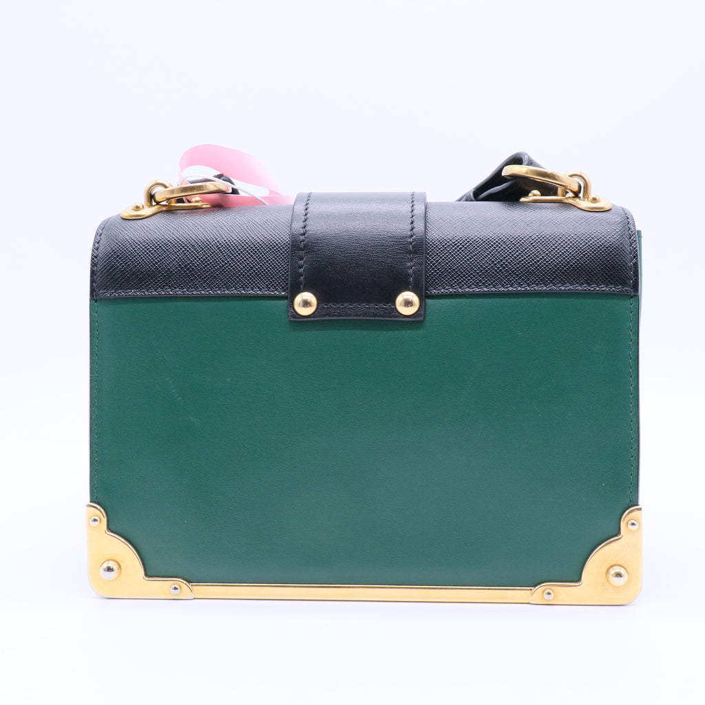 Green/Black Leather City Calf and Saffiano Leather Cahier Bag  twins