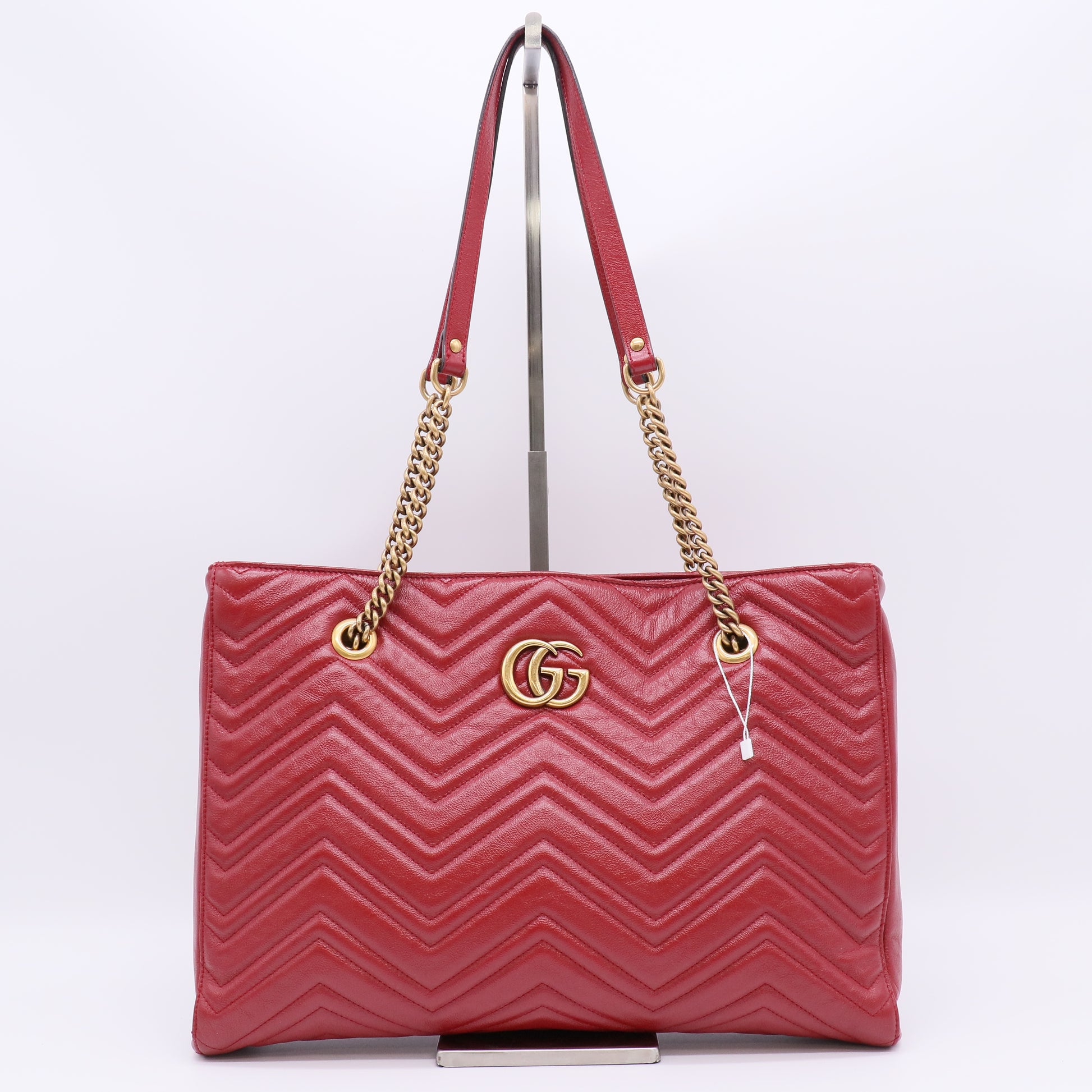 Gucci Red Quilted Calf Leather Marmont Medium Tote Bag twins LDJ4855