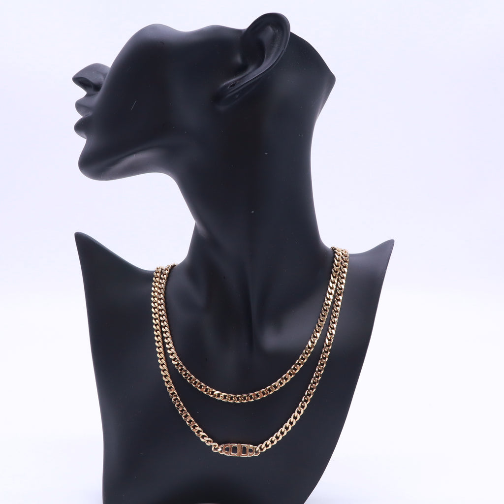 Dior Cuban Link Chain Necklace twins LDJ5405
