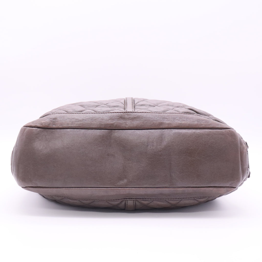 BURBERRY Enmore Quilted Brown Leather Bag twins