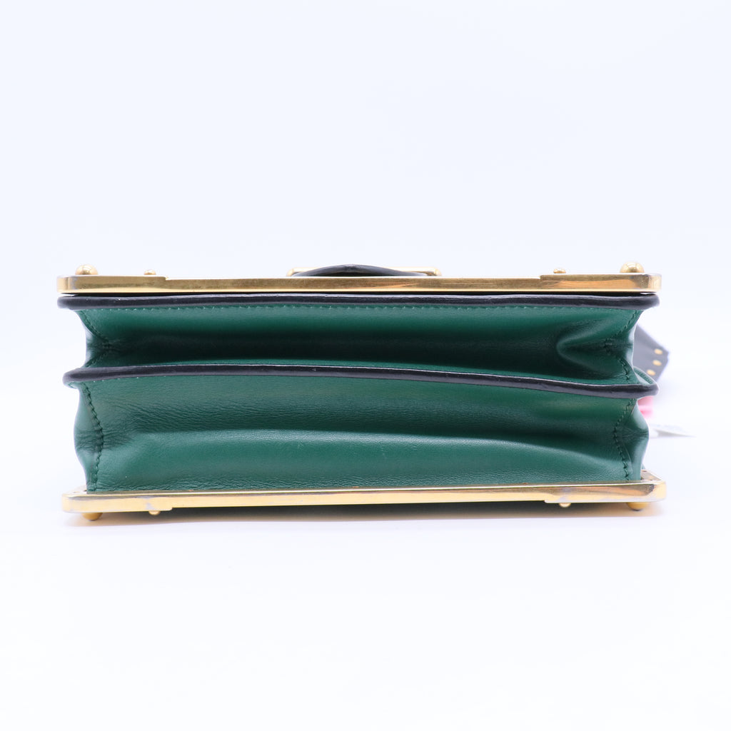 Green/Black Leather City Calf and Saffiano Leather Cahier Bag  twins