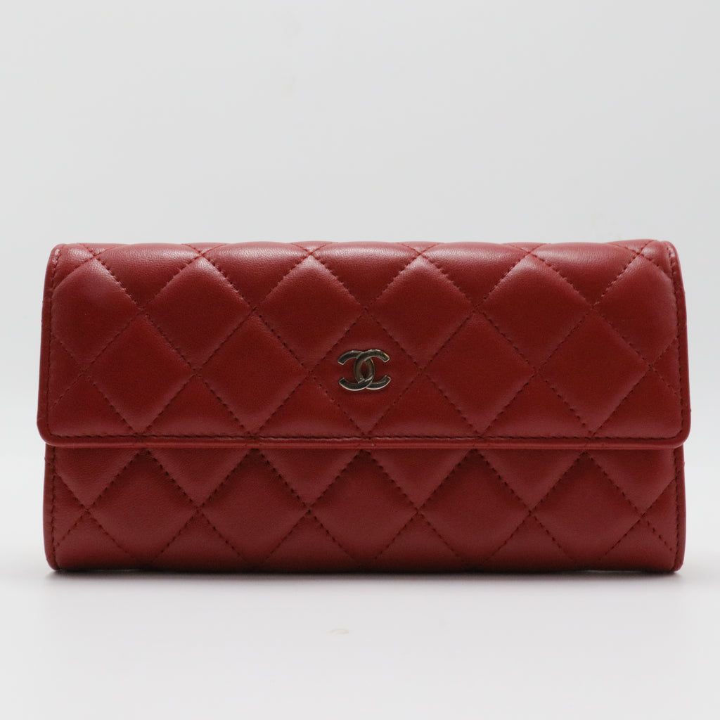 CC Gusset Flap Wallet Lambskin Long