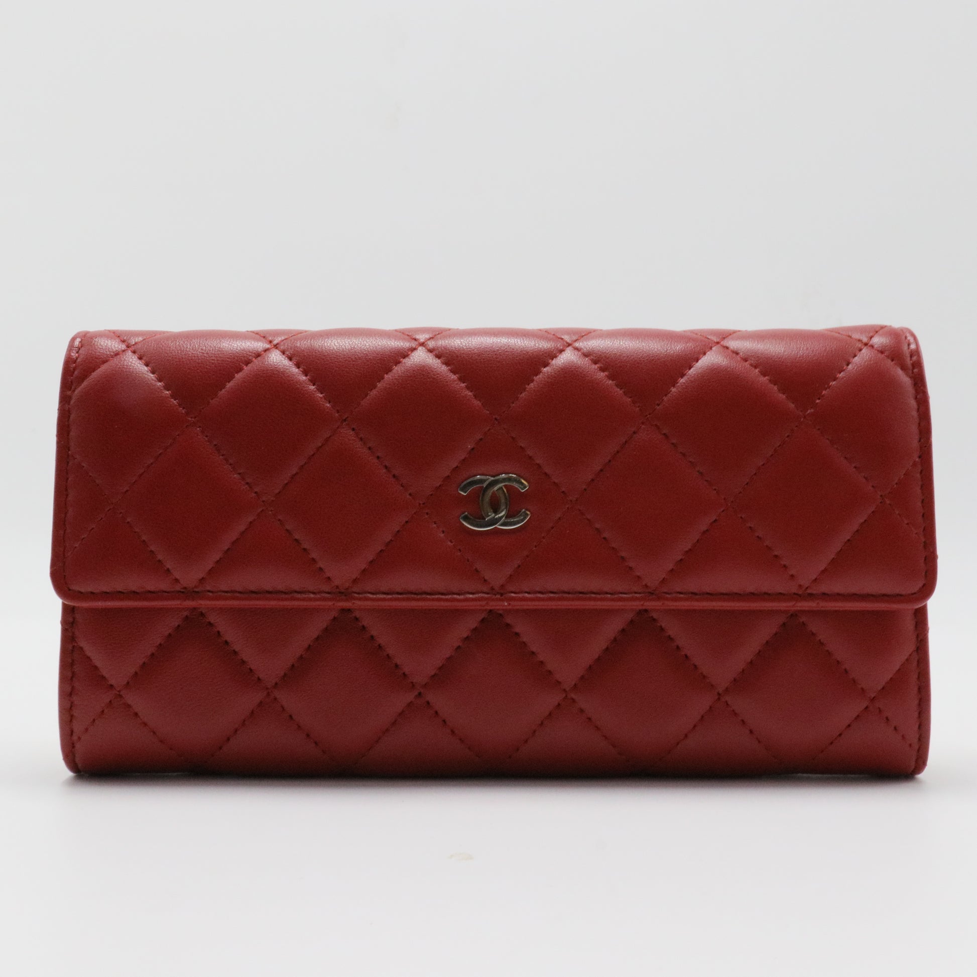 CC Gusset Flap Wallet Lambskin Long