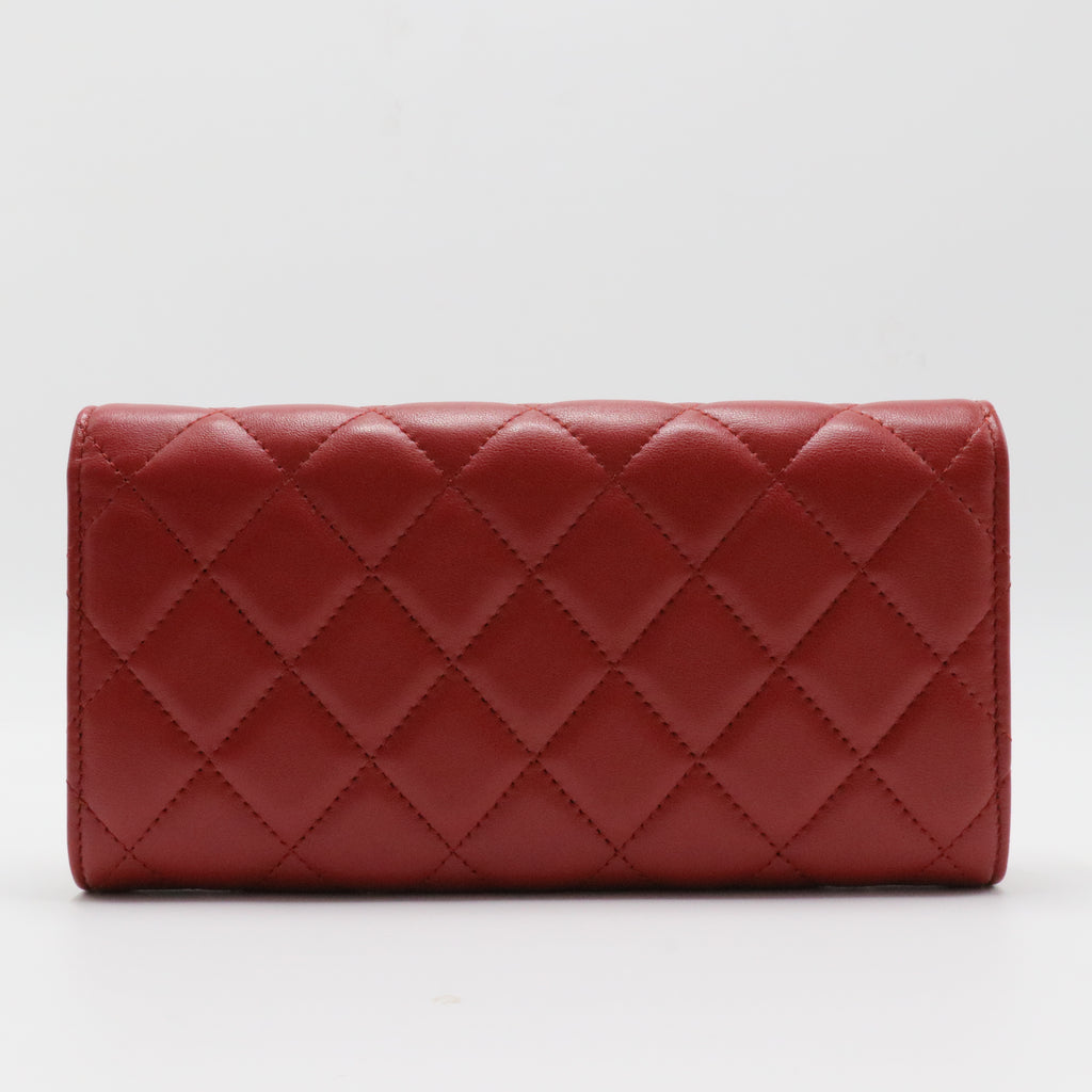 CC Gusset Flap Wallet Lambskin Long