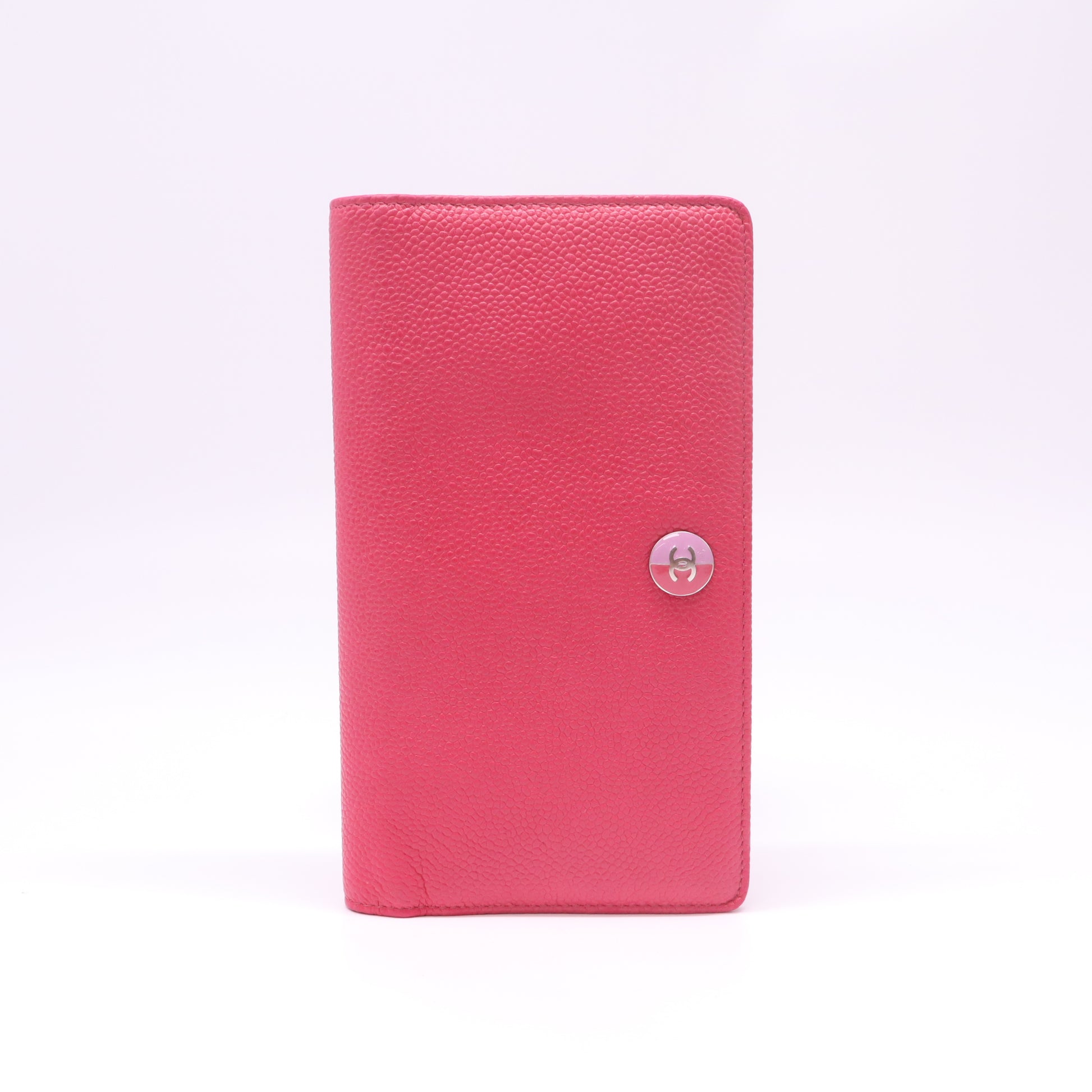 Chanel Pink Caviar Leather Bifold Snap Button Wallet W22435