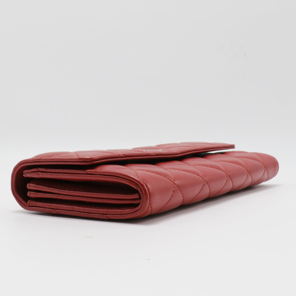 CC Gusset Flap Wallet Lambskin Long