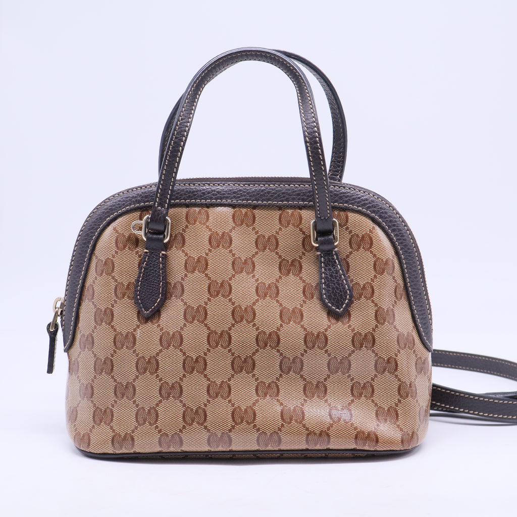 GG Crystal Canvas and Leather Medium Dome Bag B20394