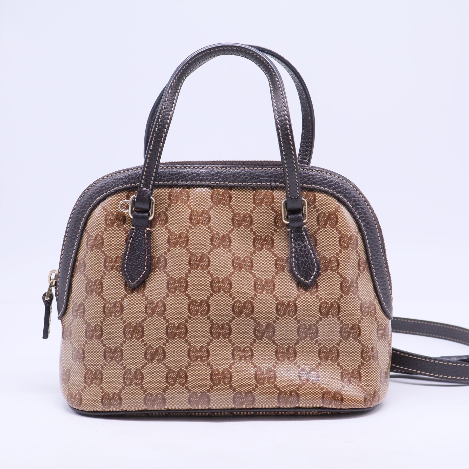 GG Crystal Canvas and Leather Medium Dome Bag B20394