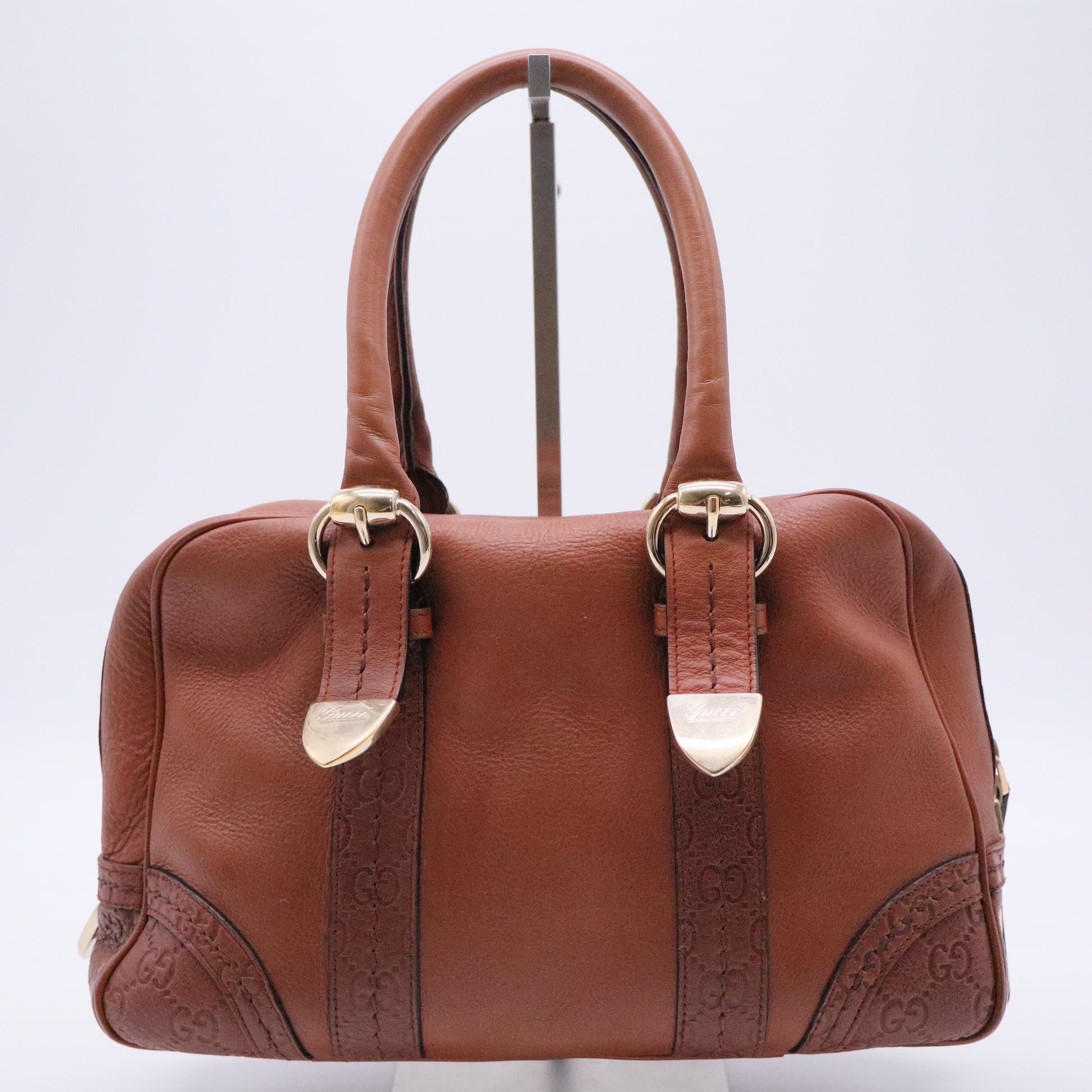 Brown Micro Guccissima Trim Medium Boston Bag
