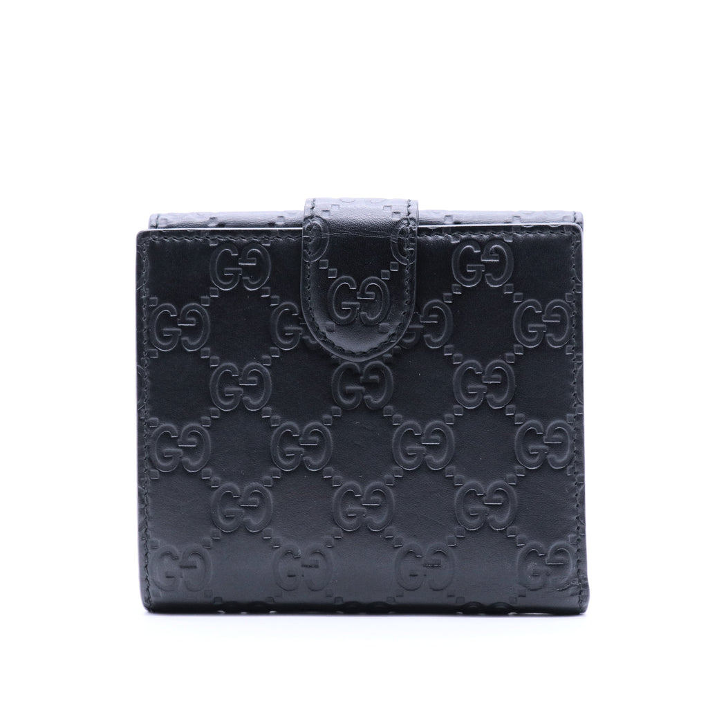 Black Guccissima Leather Interlocking G French Wallet