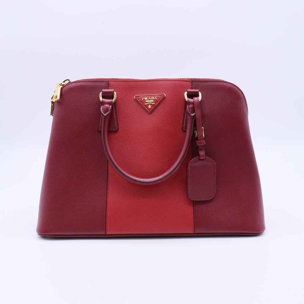 Triangle Logo Plate Saffiano Handbag Twins B21874