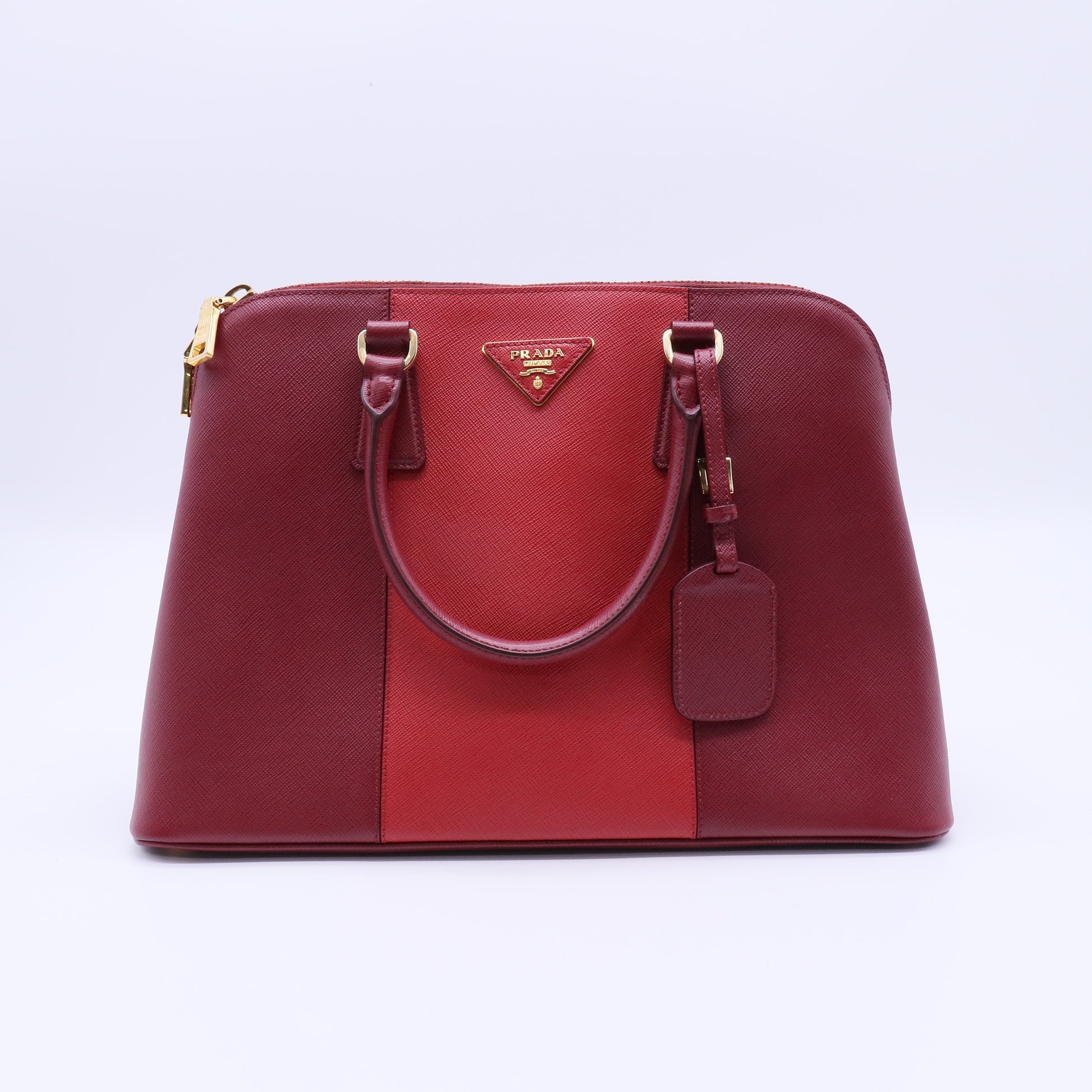Triangle Logo Plate Saffiano Handbag Twins B21874