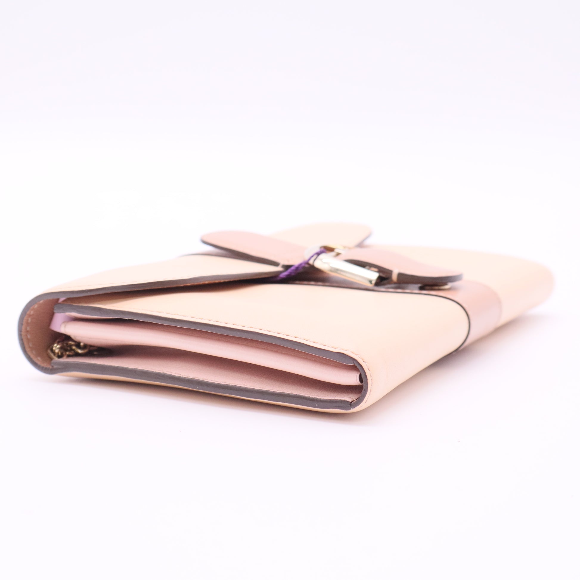 Brillant Leather Wallet Beige Twins