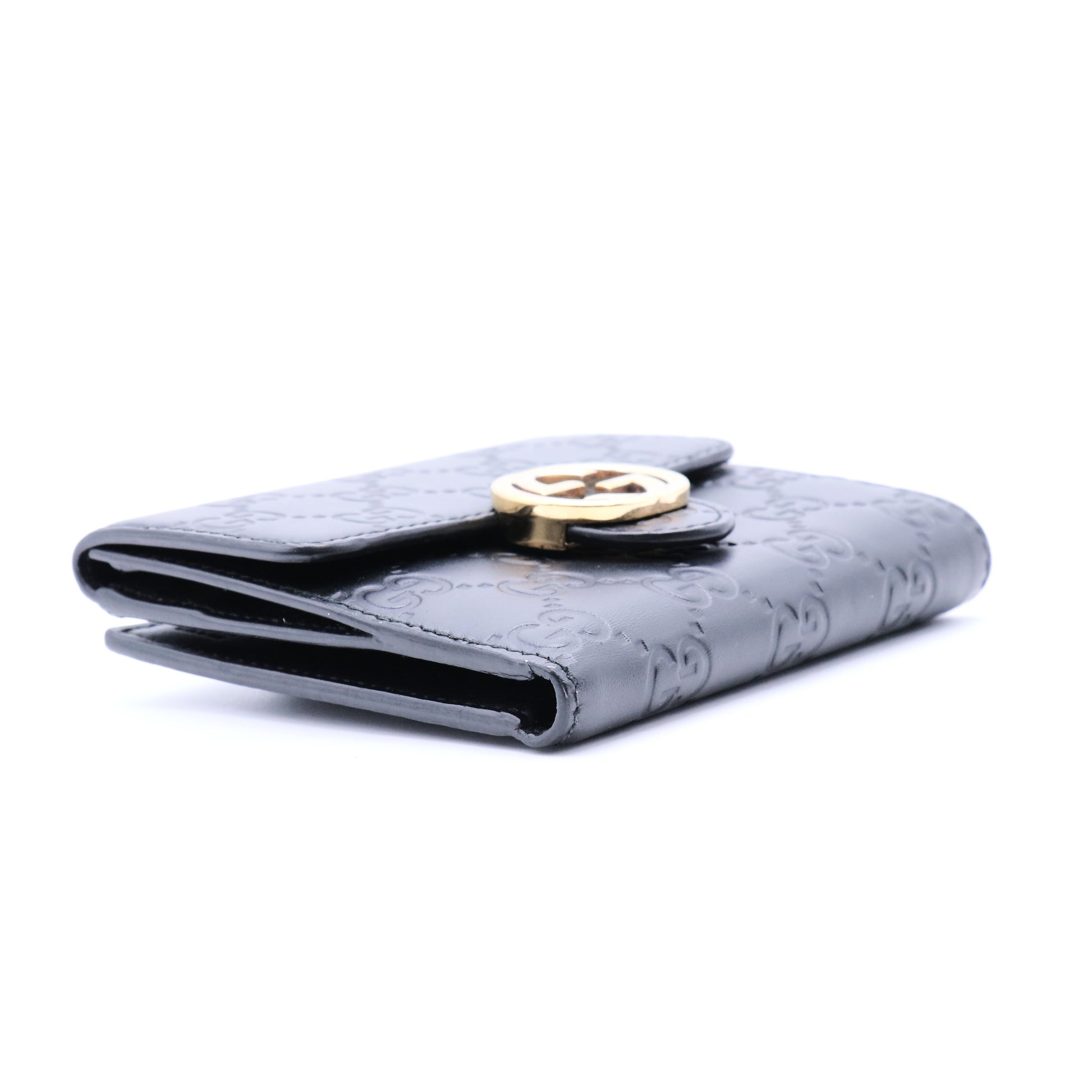 Black Guccissima Leather Interlocking G French Wallet