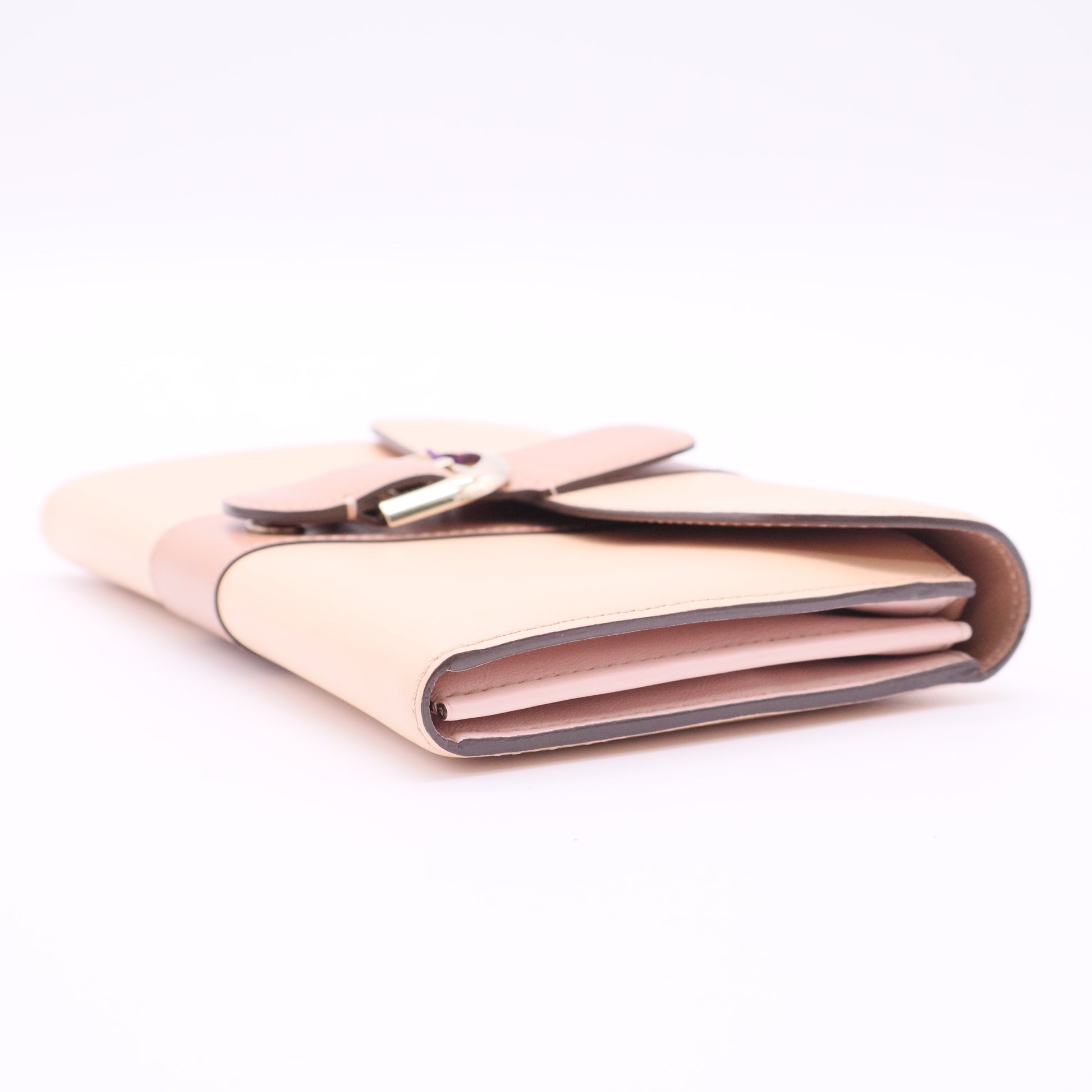 Brillant Leather Wallet Beige Twins