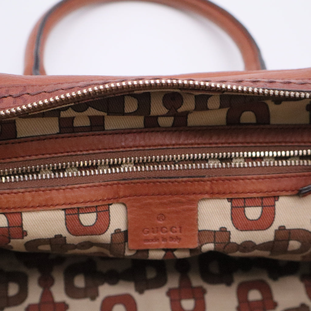 Brown Micro Guccissima Trim Medium Boston Bag