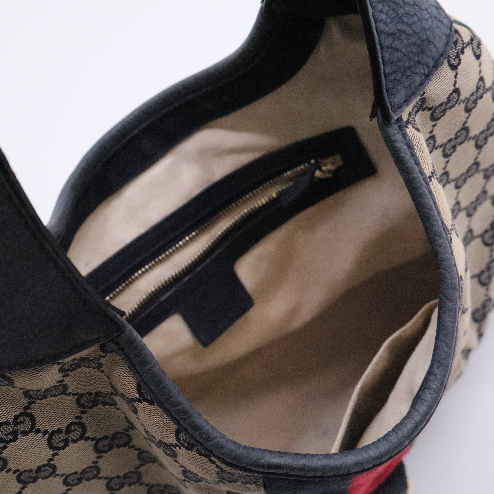 Jackie Original Web Shoulder Bag GG Canvas and Nubuck Medium